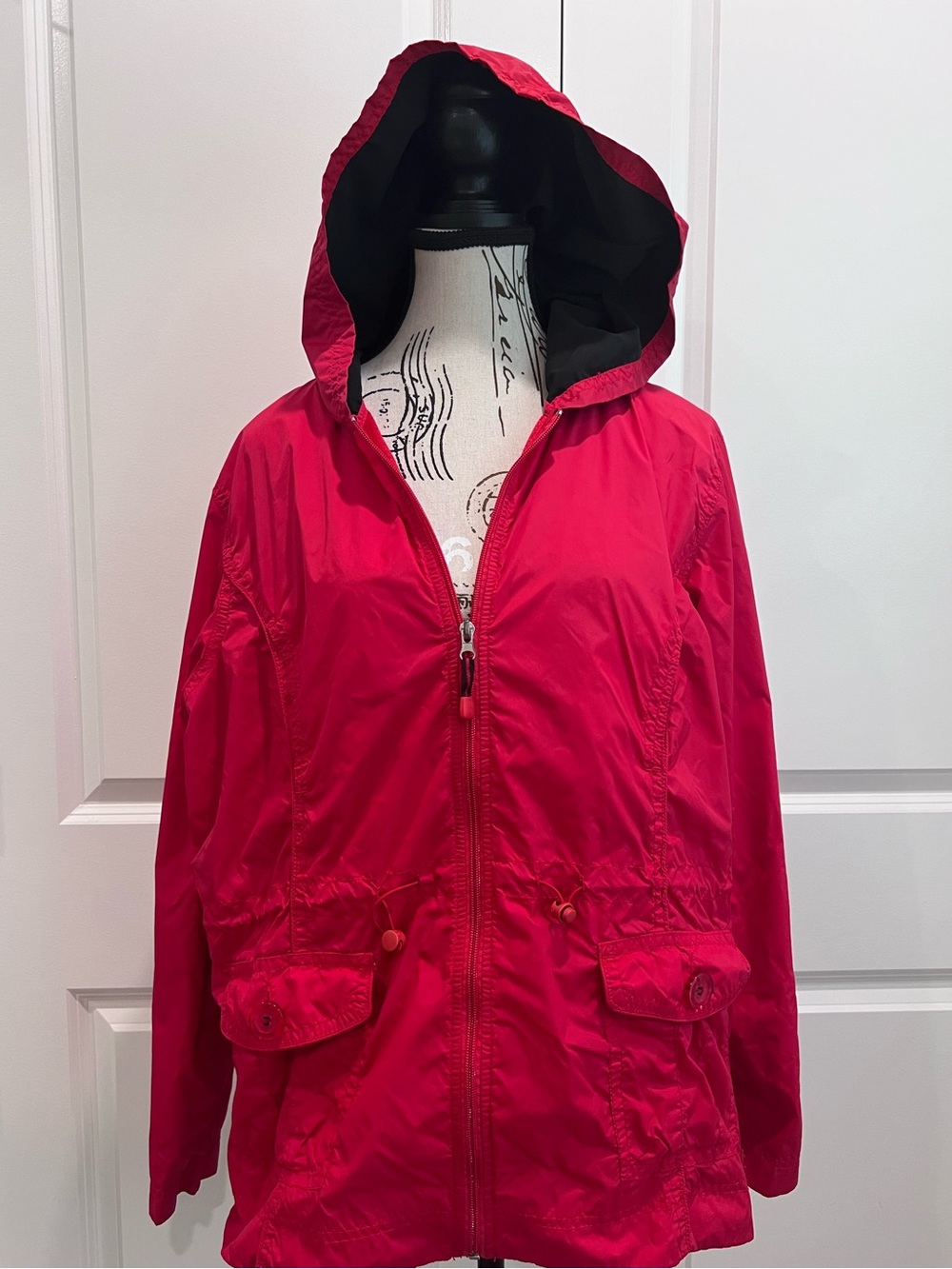 Three Hearts Red Hooded Utility Jacket, size XL